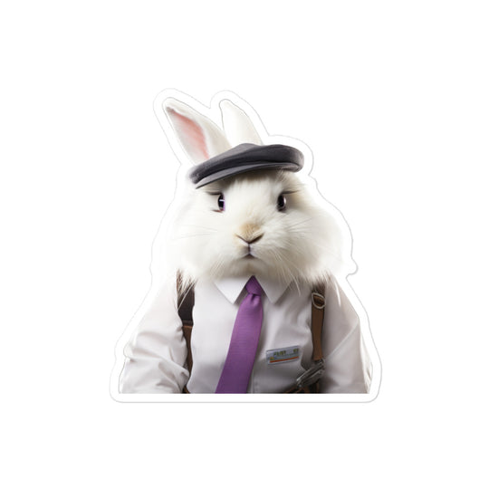 Satin Angora Transit Operator Bunny Sticker - Stickerfy.ai