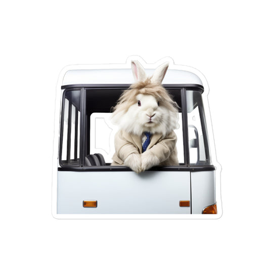 Satin Angora Transit Operator Bunny Sticker - Stickerfy.ai