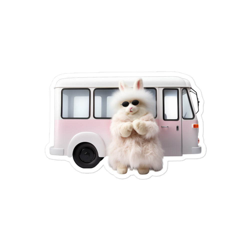 Satin Angora Transit Operator Bunny Sticker - Stickerfy.ai