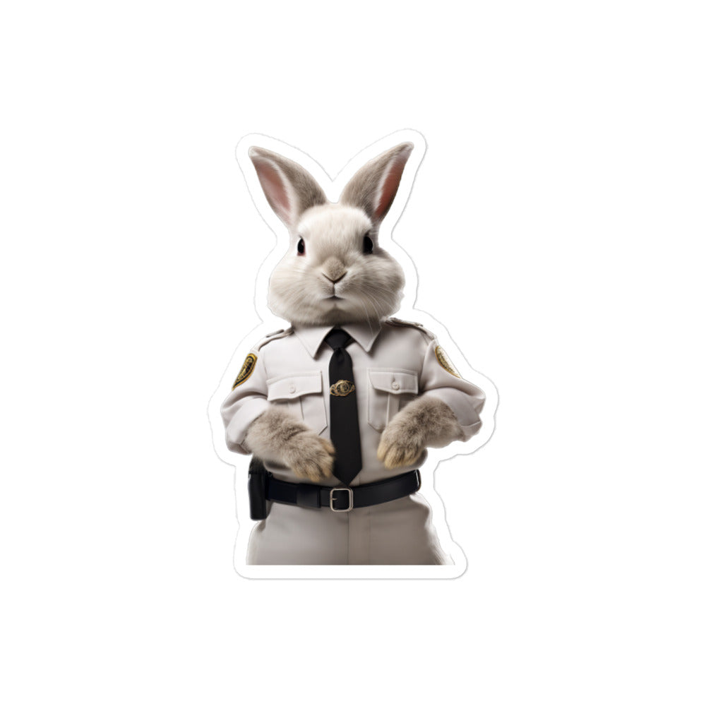 Satin Angora Security Officer Bunny Sticker - Stickerfy.ai