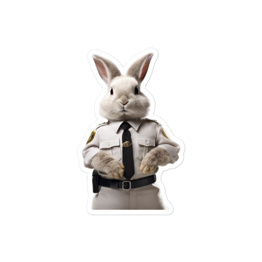 Satin Angora Security Officer Bunny Sticker - Stickerfy.ai