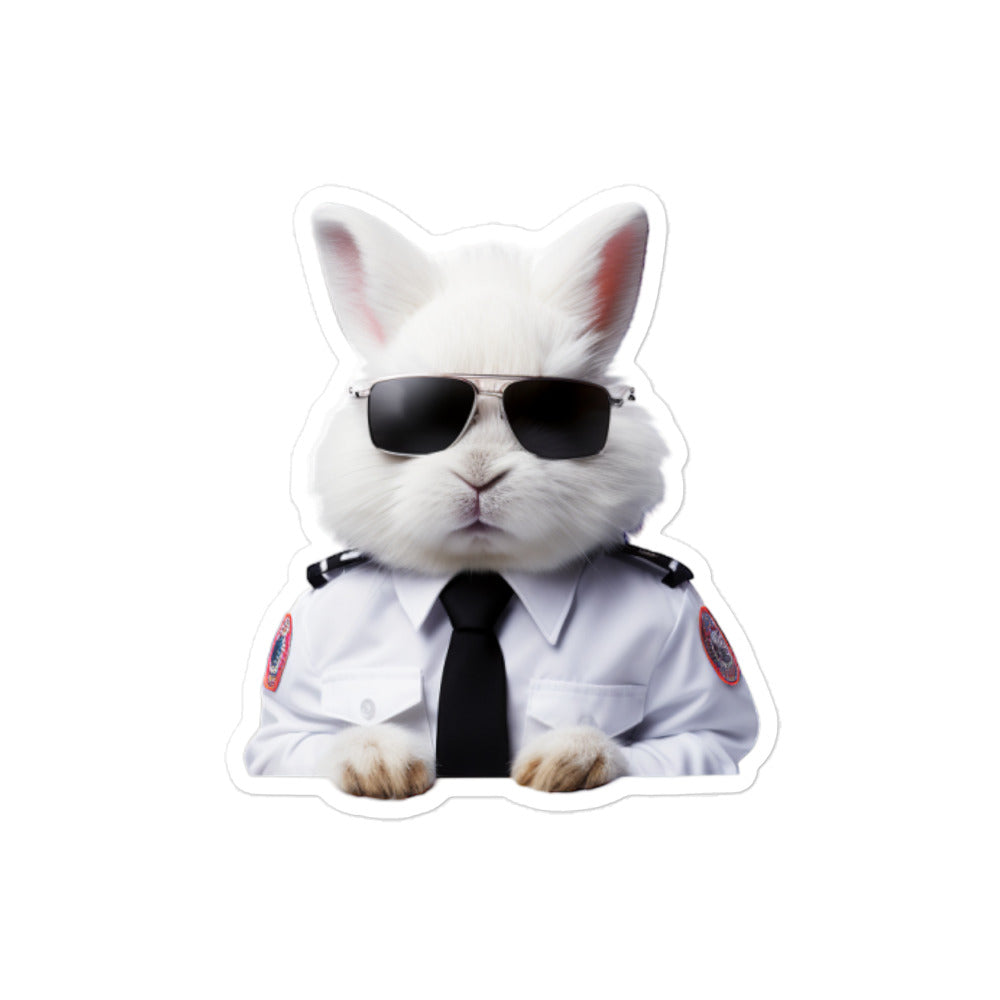 Satin Angora Security Officer Bunny Sticker - Stickerfy.ai