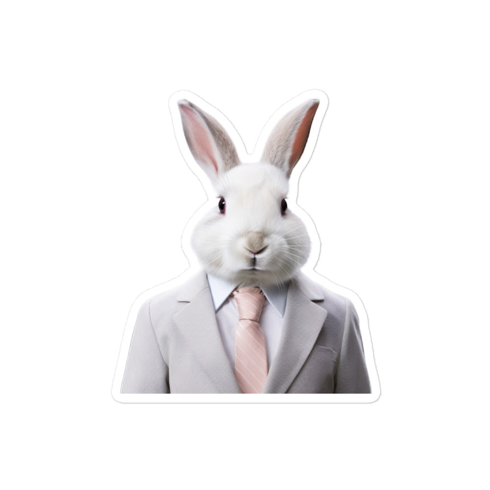 Satin Angora Persuasive Sales Bunny Sticker ๐ฐ from Stickerfy.ai