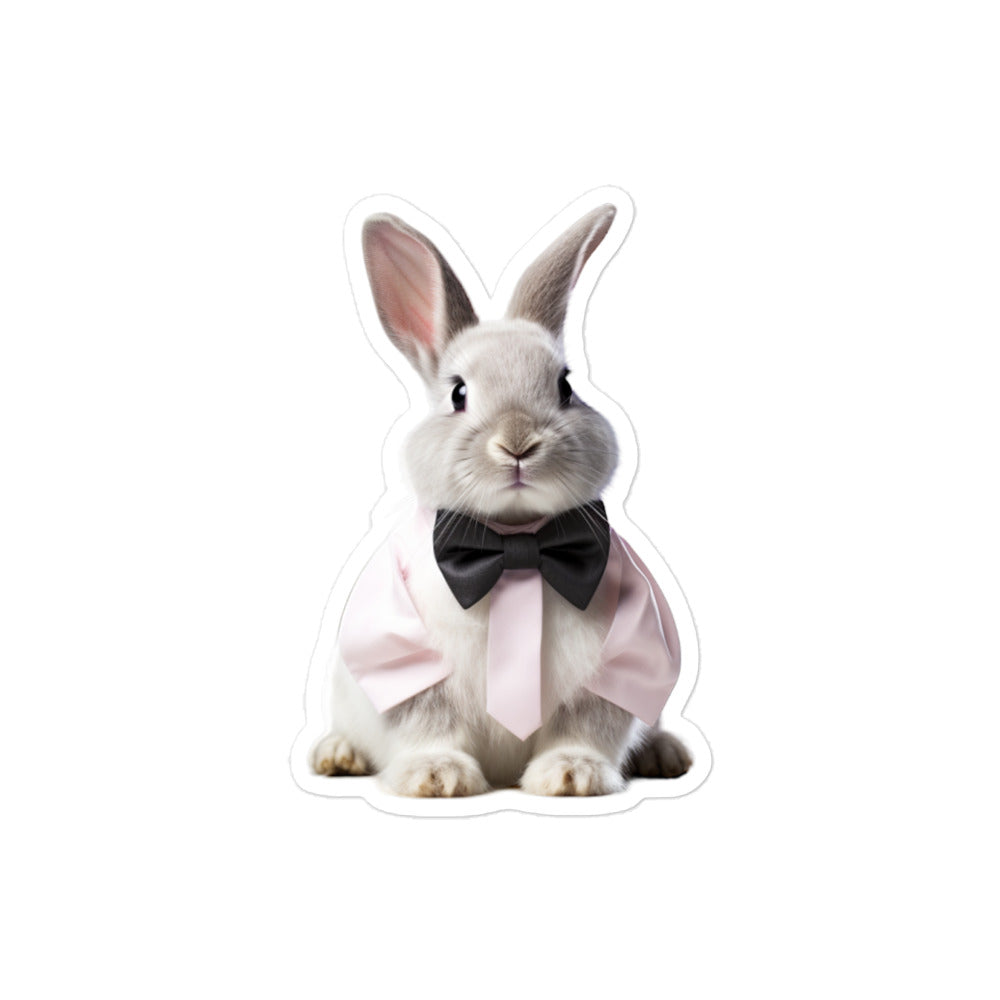 Satin Angora Persuasive Sales Bunny Sticker - Stickerfy.ai