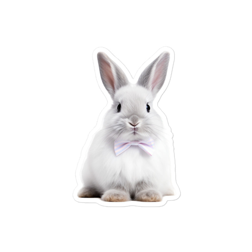 Satin Angora Persuasive Sales Bunny Sticker - Stickerfy.ai