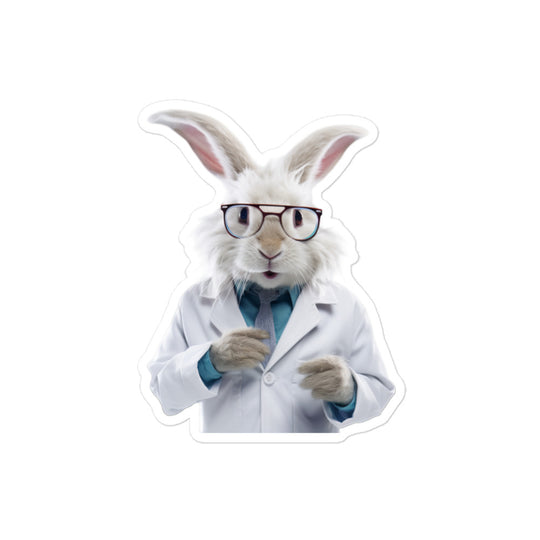 Satin Angora Knowledgeable Pharmacist Bunny Sticker - Stickerfy.ai