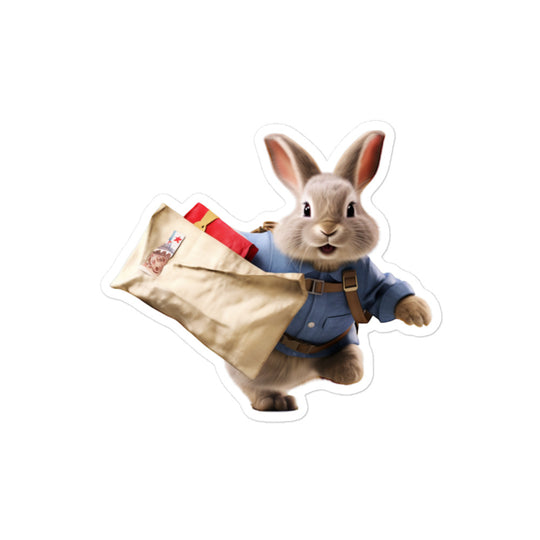 Satin Angora Mail Carrier Bunny Sticker - Stickerfy.ai