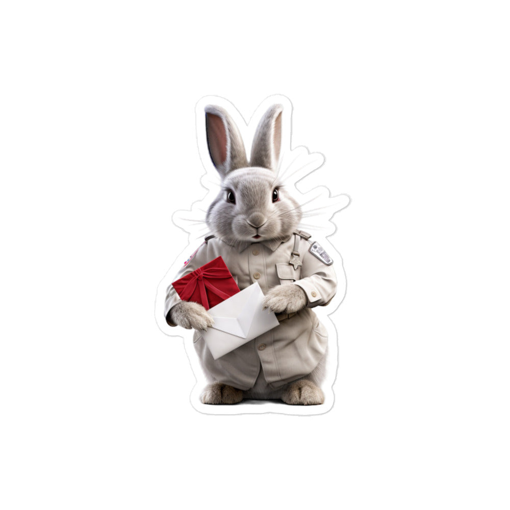 Satin Angora Mail Carrier Bunny Sticker - Stickerfy.ai