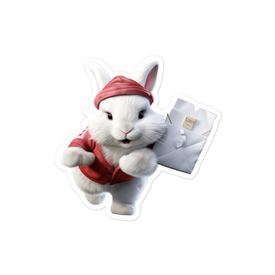 Satin Angora Mail Carrier Bunny Sticker - Stickerfy.ai