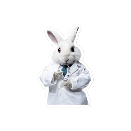 Satin Angora Compassionate Doctor Bunny Sticker - Stickerfy.ai