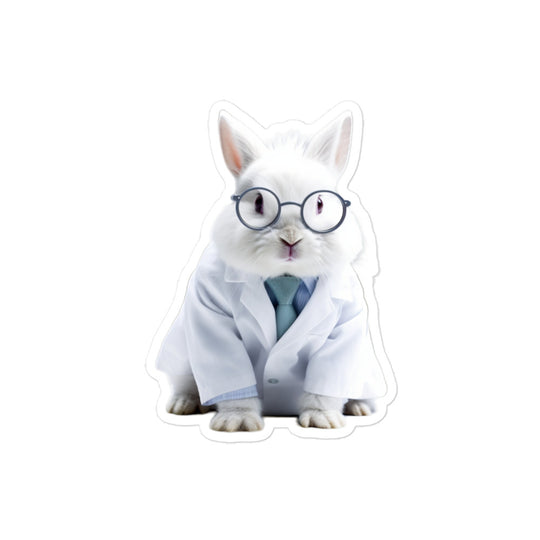 Satin Angora Compassionate Doctor Bunny Sticker - Stickerfy.ai