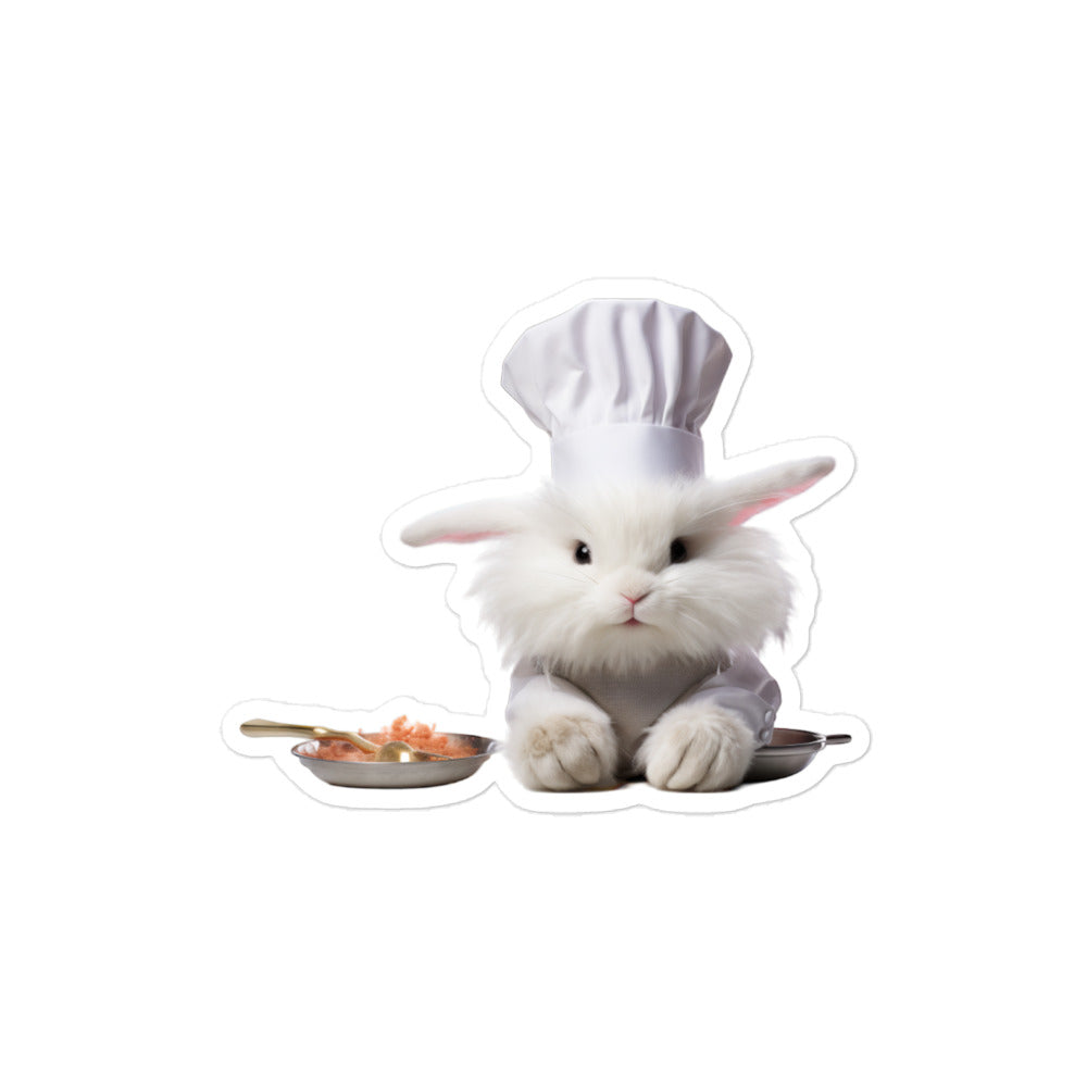 Satin Angora Chef Bunny Sticker - Stickerfy.ai