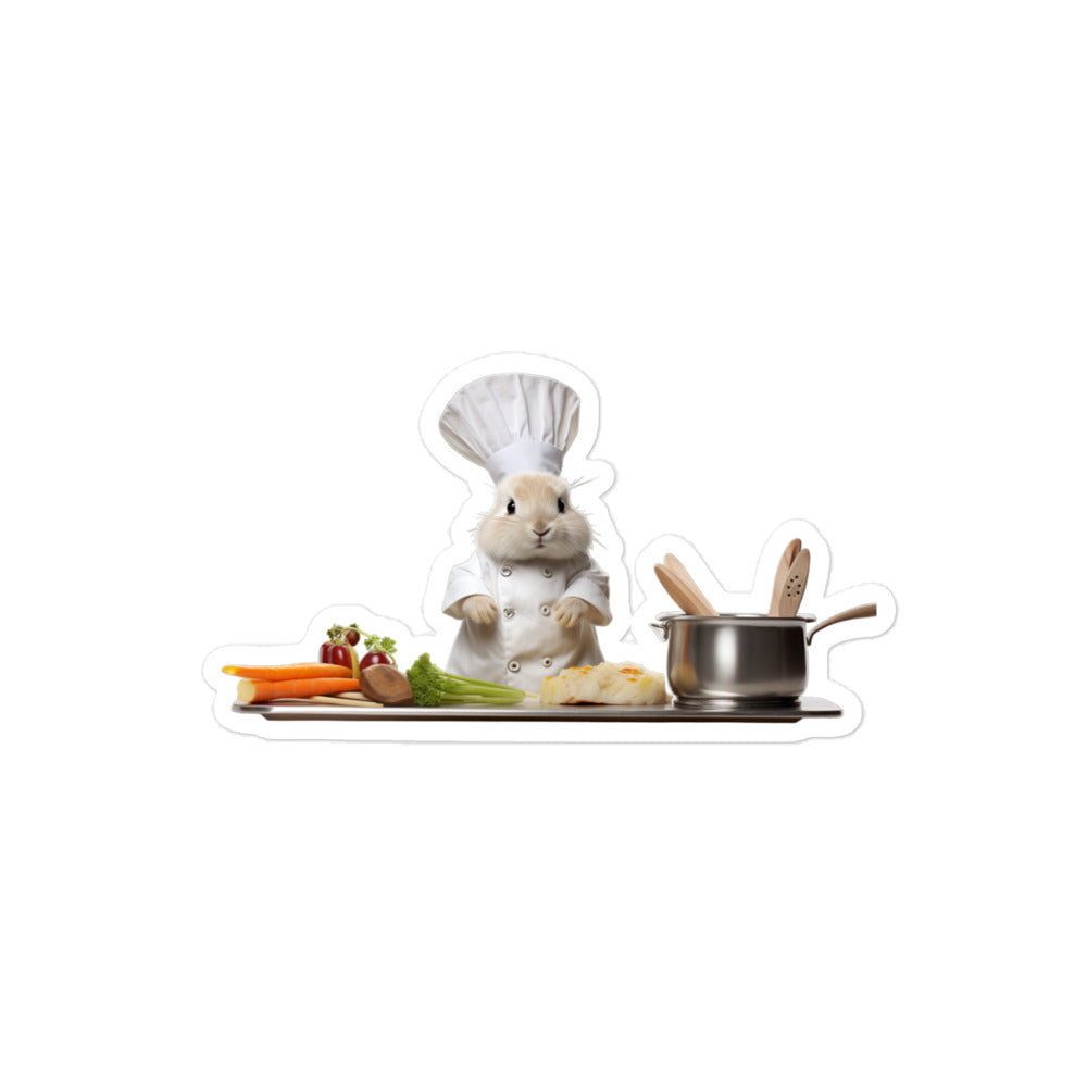 Satin Angora Chef Bunny Sticker - Stickerfy.ai