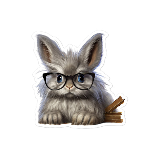 Silver Fox Enthusiastic Student Bunny Sticker - Stickerfy.ai