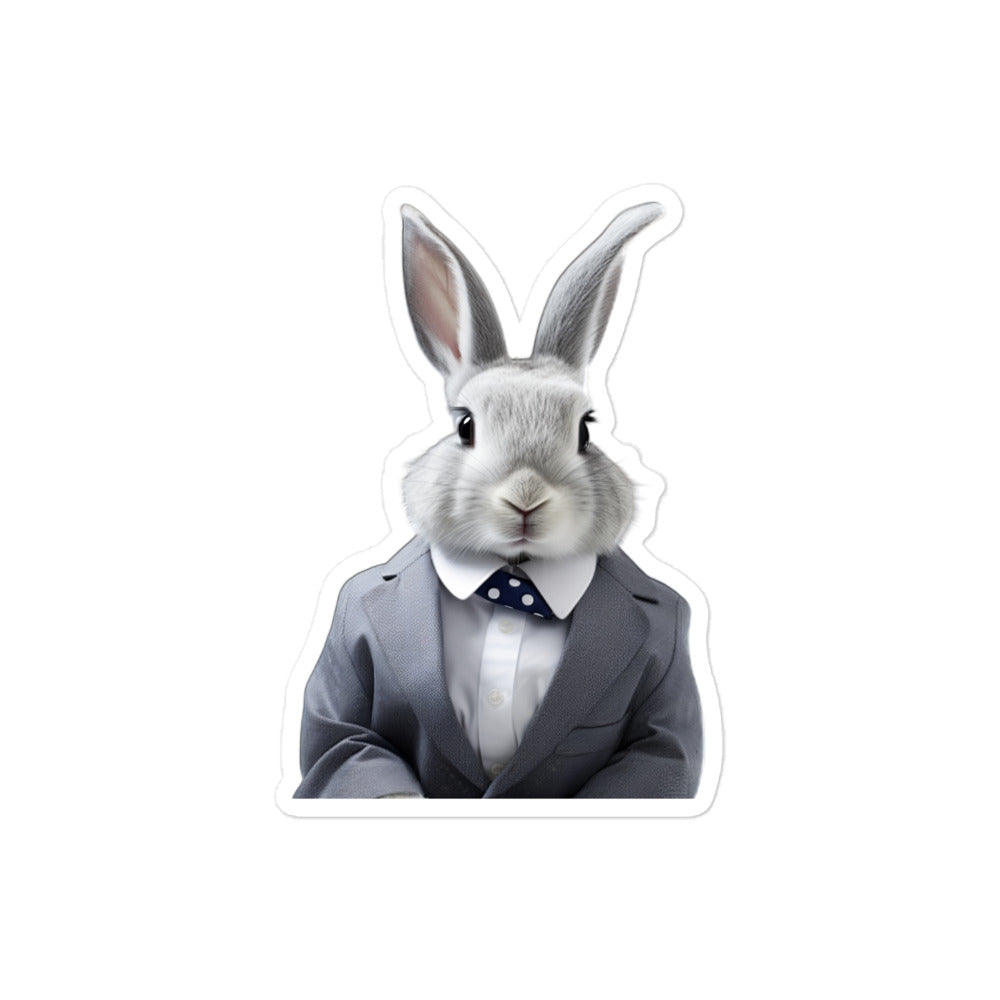 Silver Fox Persuasive Sales Bunny Sticker - Stickerfy.ai