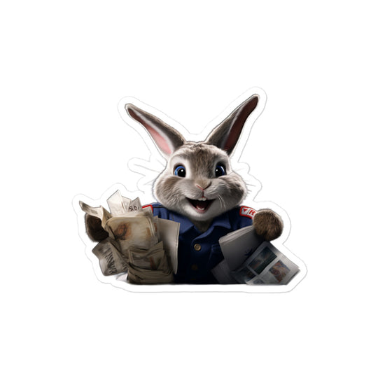 Silver Fox Mail Carrier Bunny Sticker - Stickerfy.ai