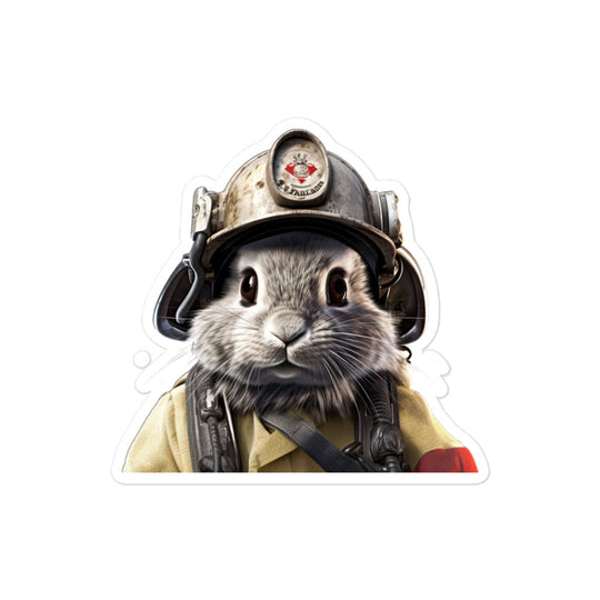 Silver Fox Brave Firefighter Bunny Sticker - Stickerfy.ai