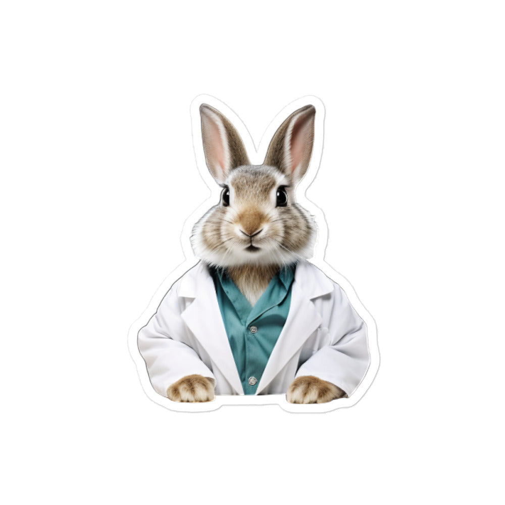 Tan Knowledgeable Pharmacist Bunny Sticker - Stickerfy.ai
