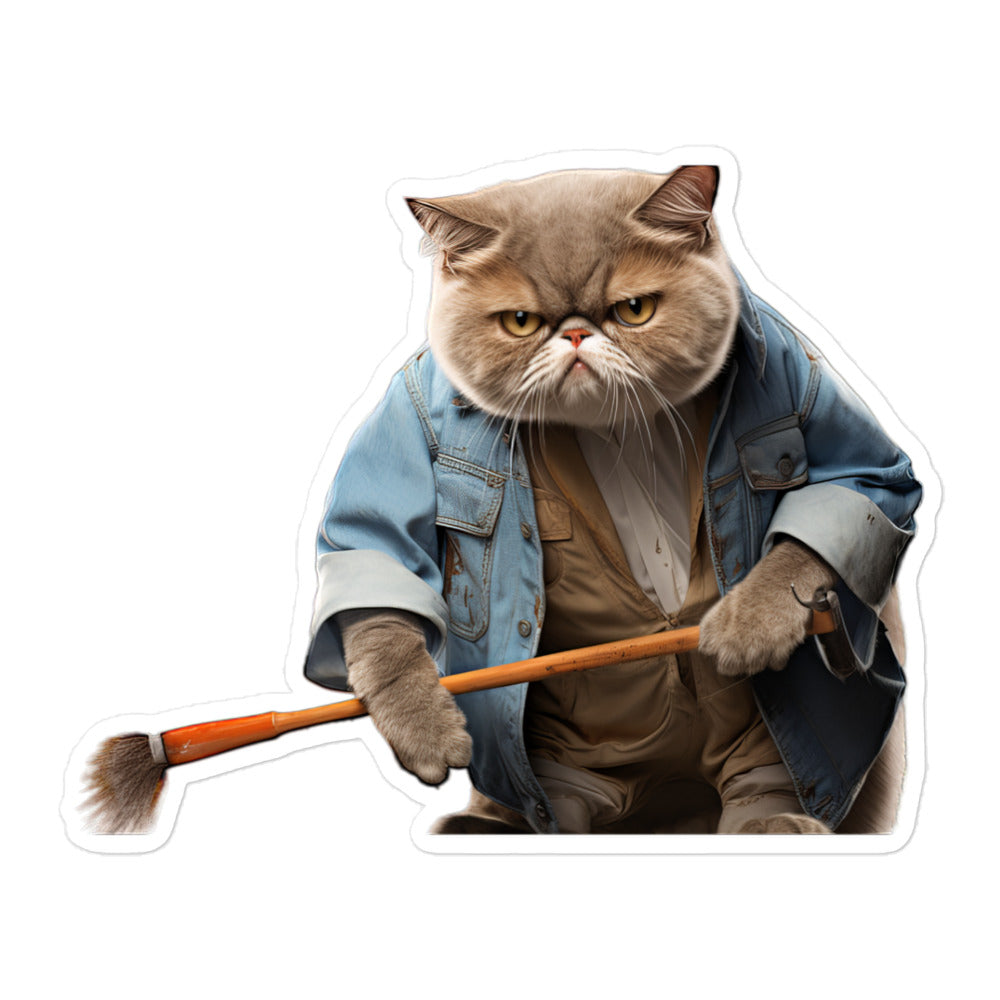 Exotic Shorthair Janitor Sticker - Stickerfy.ai