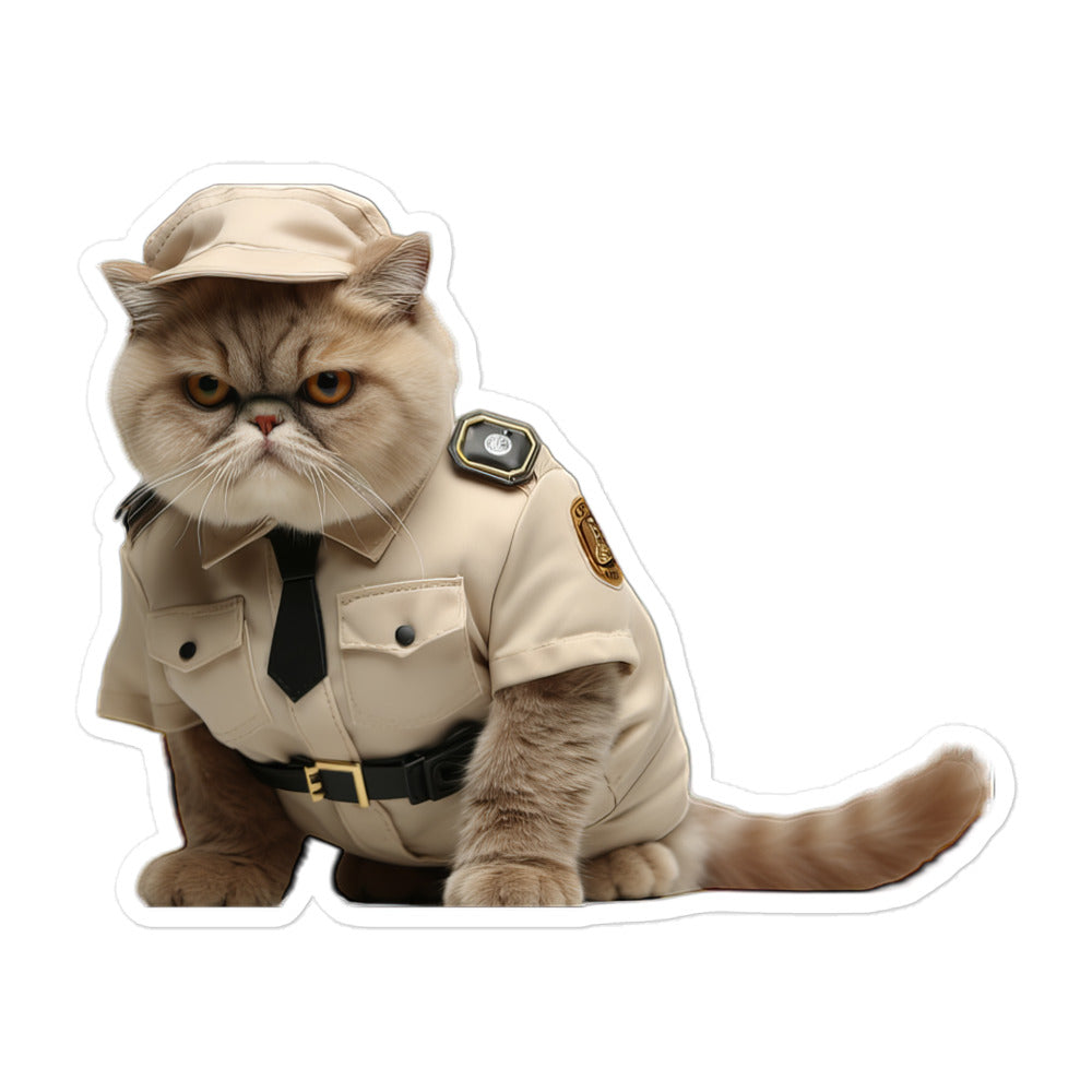 Exotic Shorthair Security Officer Sticker - Stickerfy.ai