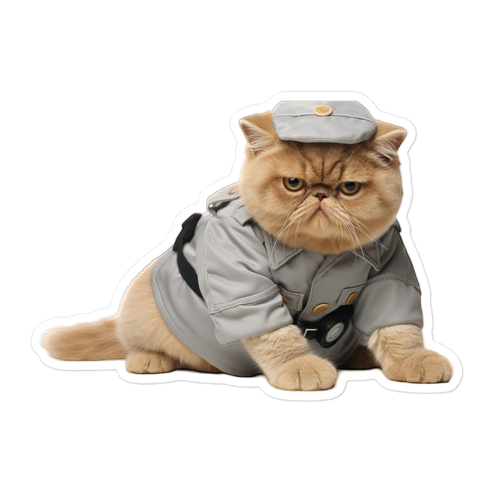 Exotic Shorthair Security Officer Sticker - Stickerfy.ai