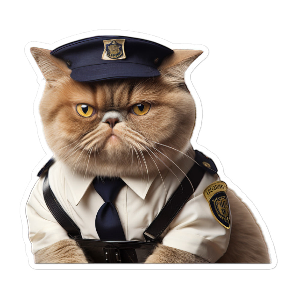 Exotic Shorthair Security Officer Sticker - Stickerfy.ai