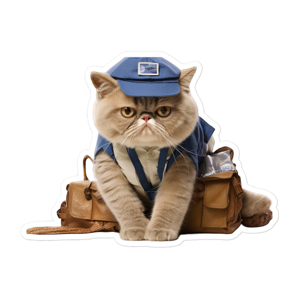 Exotic Shorthair Mail Carrier Sticker - Stickerfy.ai