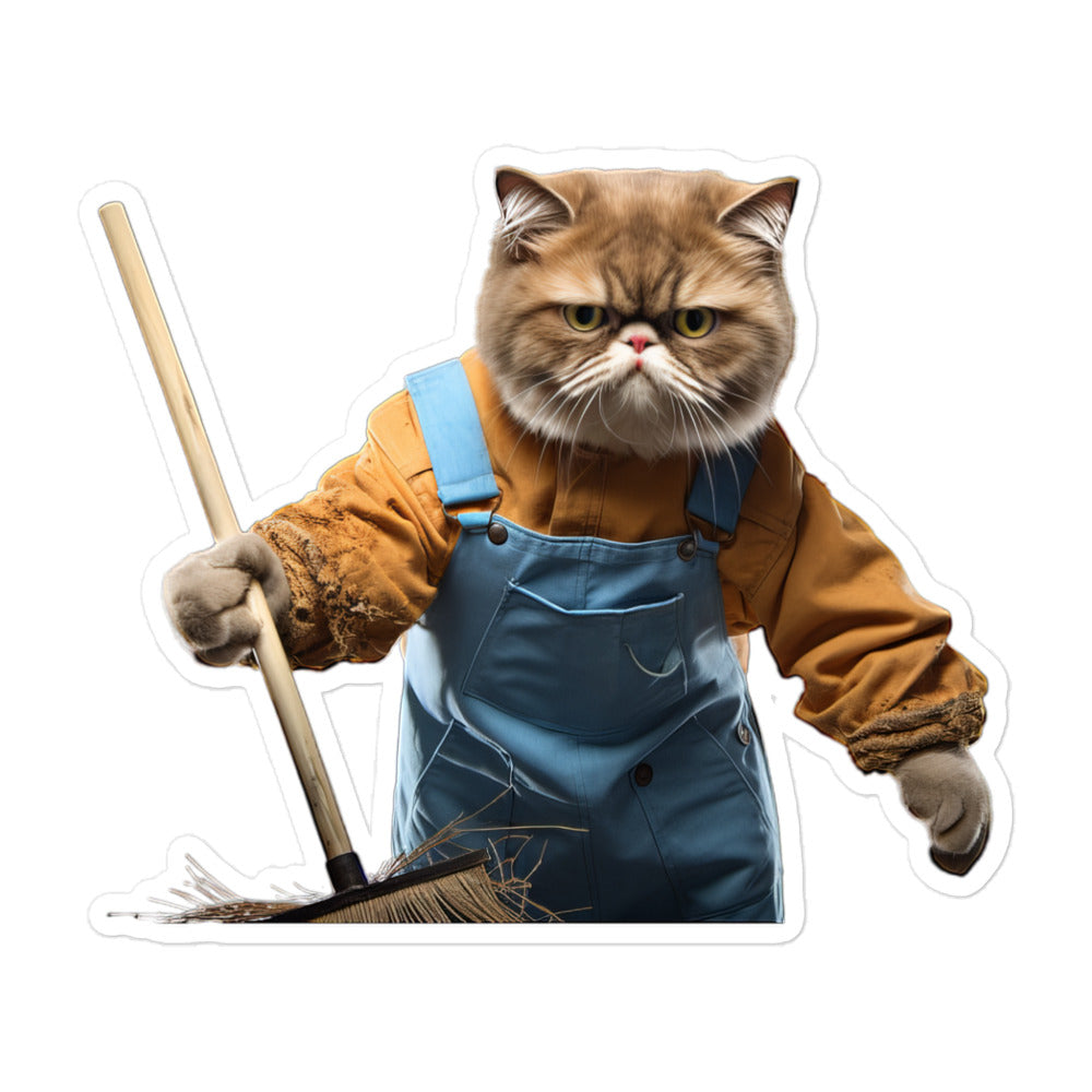 Exotic Shorthair Janitor Sticker - Stickerfy.ai