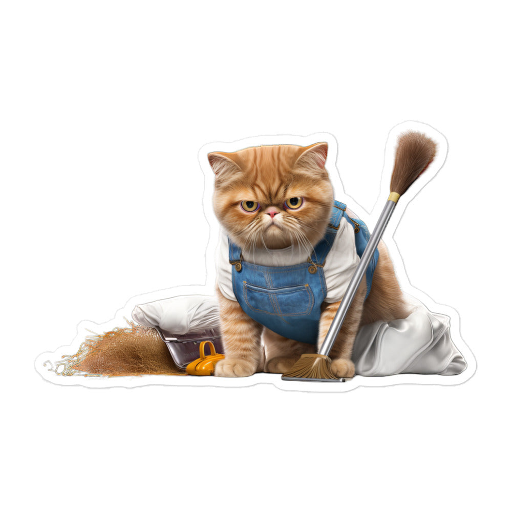 Exotic Shorthair Janitor Sticker - Stickerfy.ai