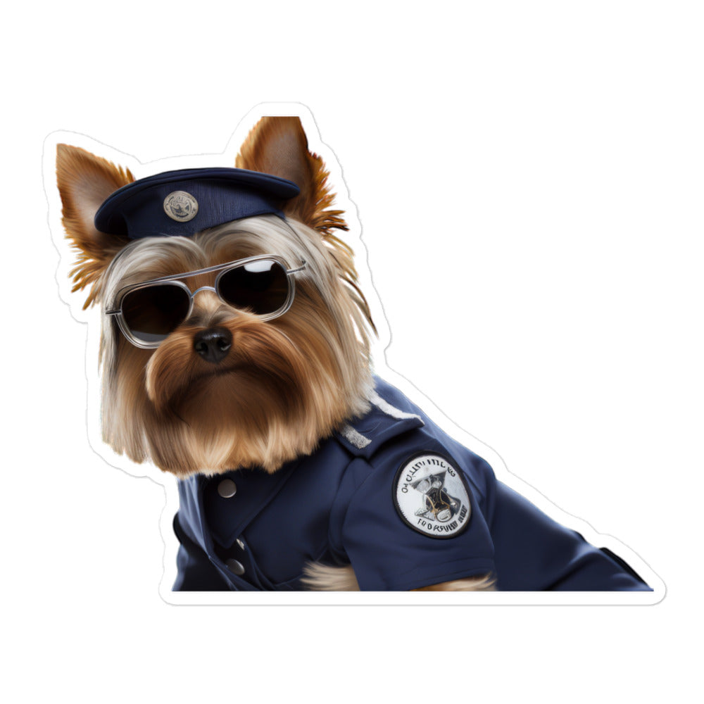 Yorkshire Terrier Security Officer Sticker - Stickerfy.ai
