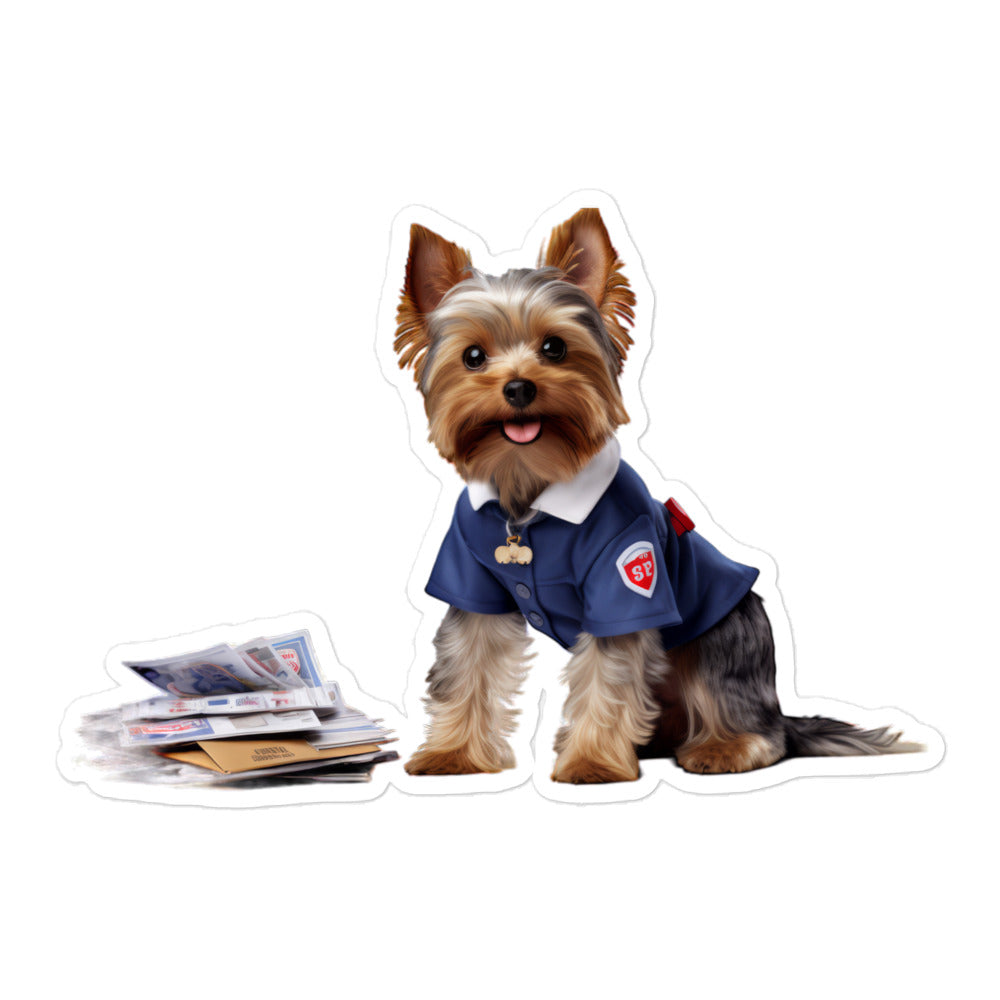 Yorkshire Terrier Mail Carrier Sticker - Stickerfy.ai