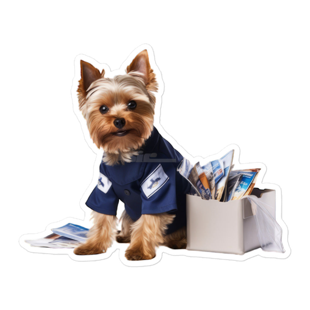 Yorkshire Terrier Mail Carrier Sticker - Stickerfy.ai