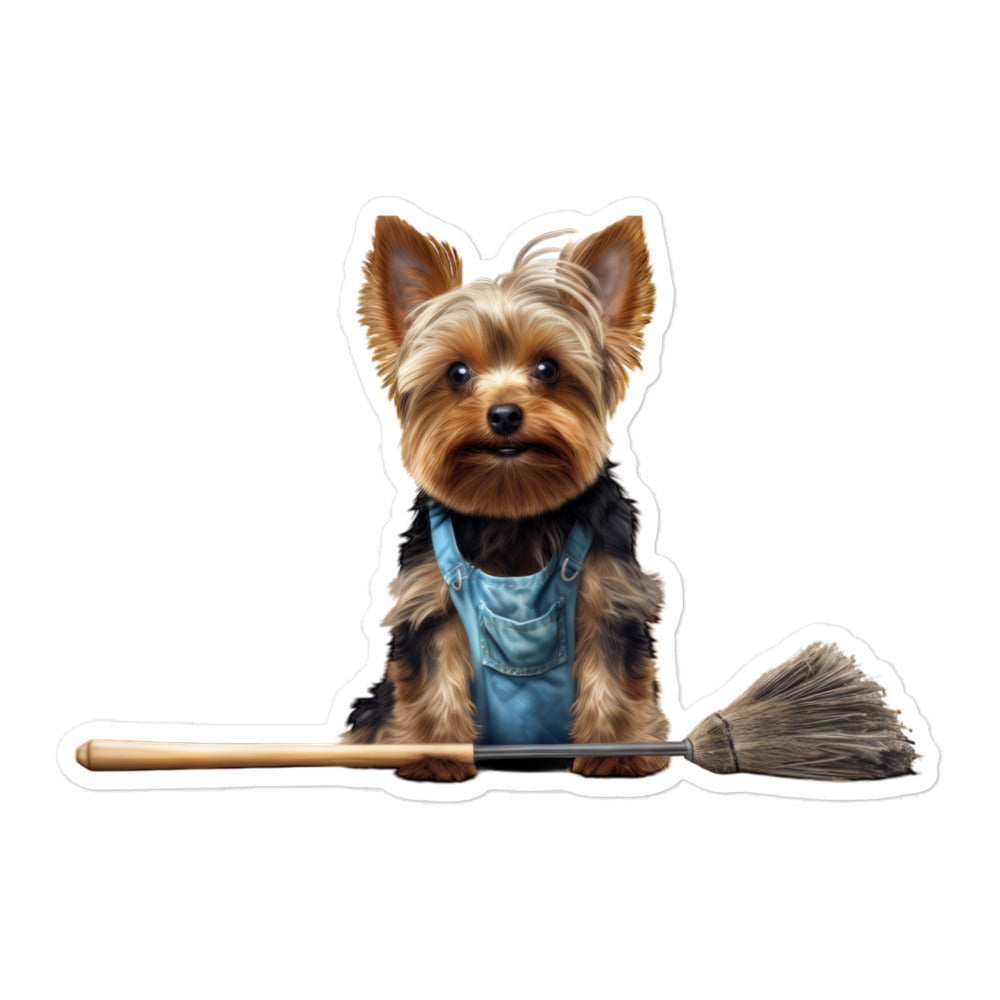 Yorkshire Terrier Janitor Sticker - Stickerfy.ai