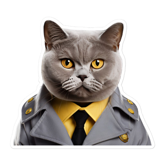 British Shorthair Security Officer Sticker - Stickerfy.ai