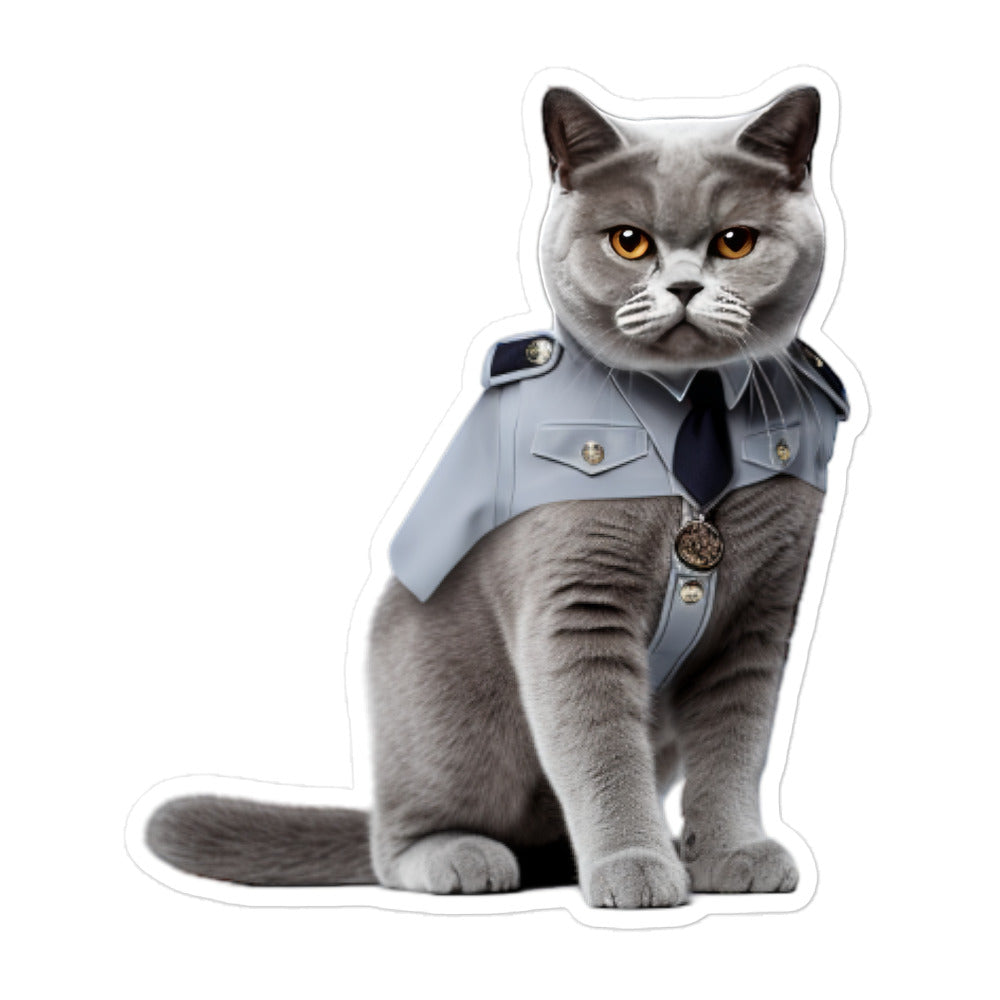 British Shorthair Security Officer Sticker - Stickerfy.ai