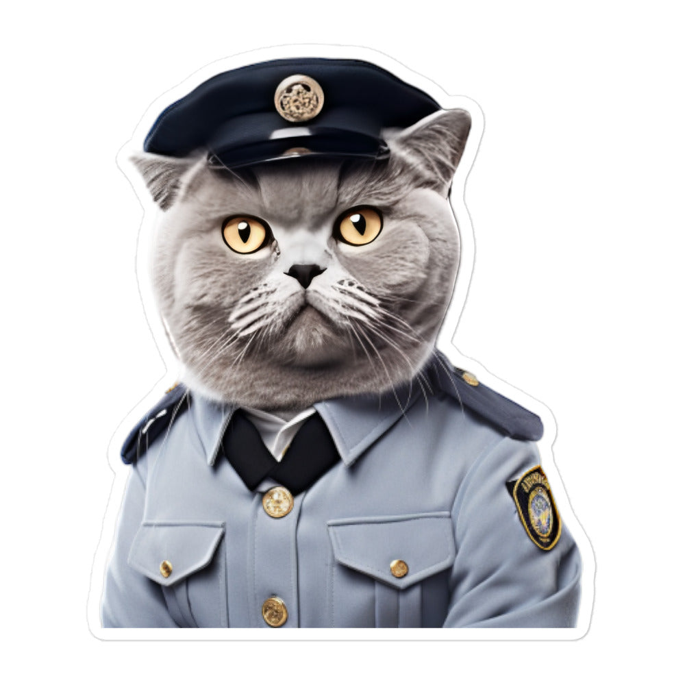 British Shorthair Security Officer Sticker - Stickerfy.ai