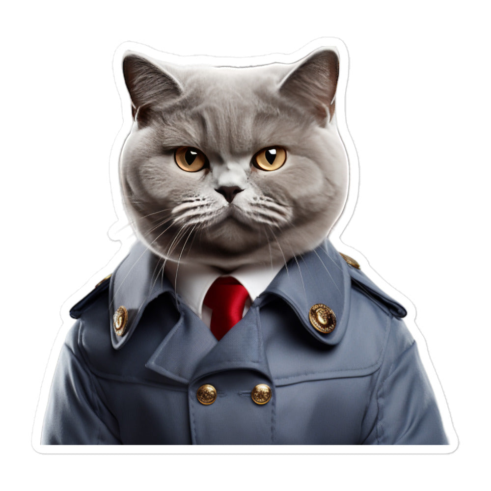 British Shorthair Security Officer Sticker - Stickerfy.ai