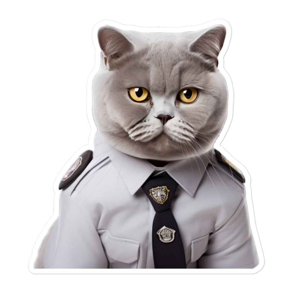 British Shorthair Security Officer Sticker - Stickerfy.ai