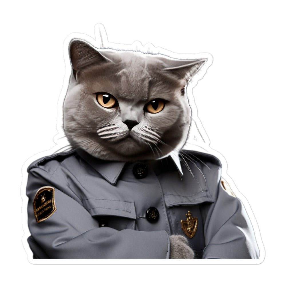British Shorthair Security Officer Sticker - Stickerfy.ai
