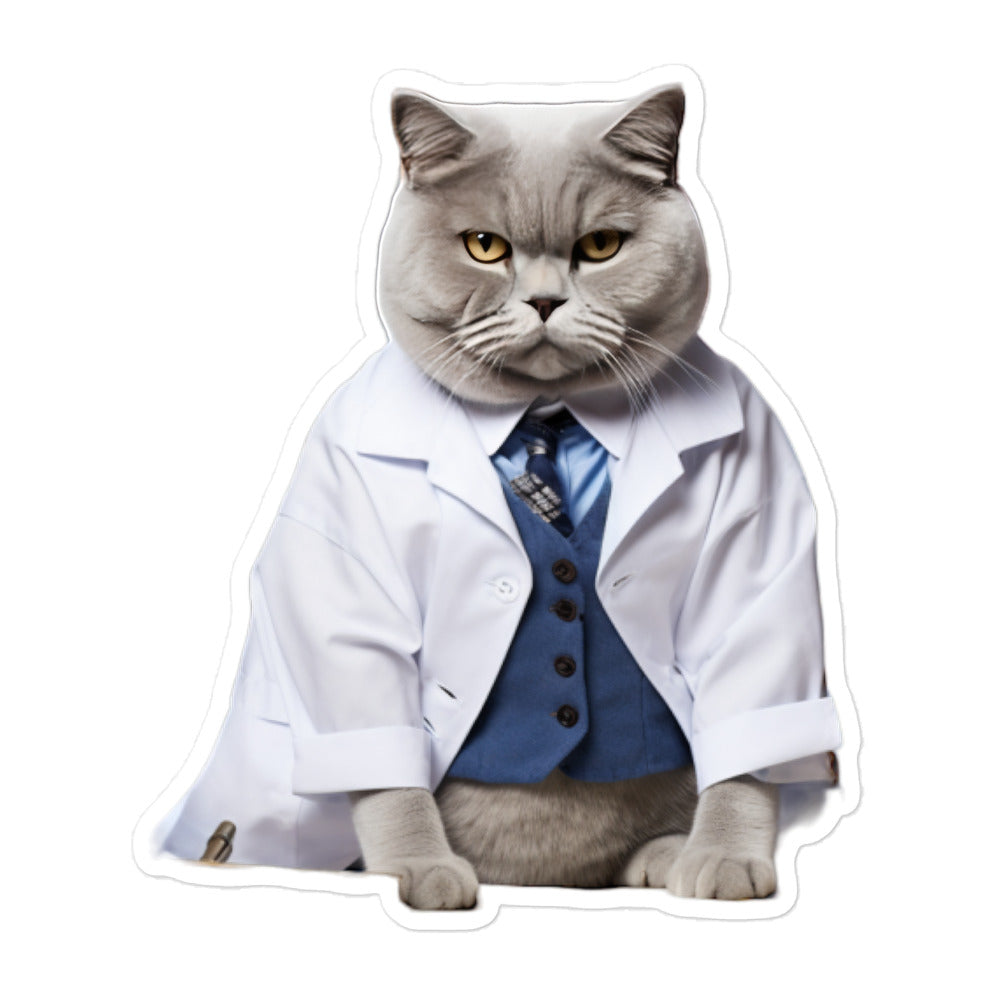 British Shorthair Pharmacist Sticker - Stickerfy.ai