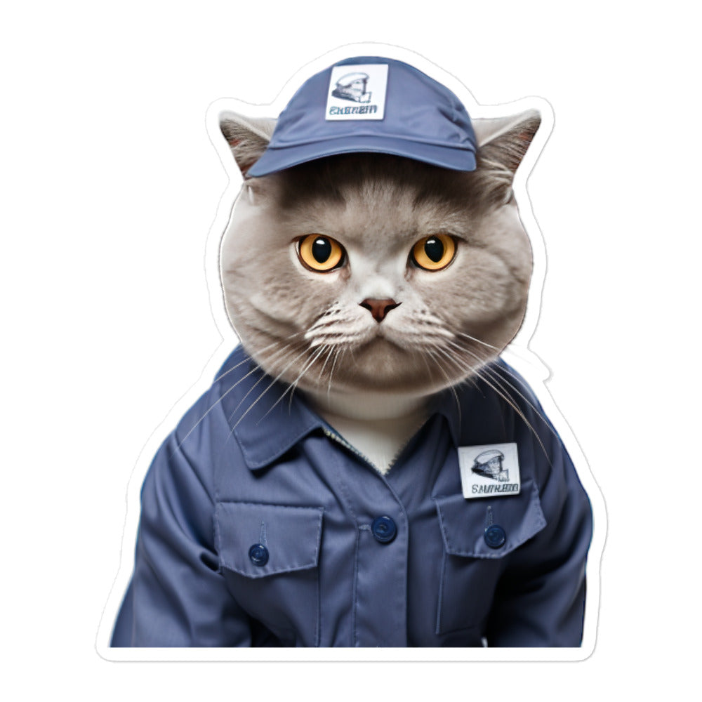 British Shorthair Mail Carrier Sticker - Stickerfy.ai