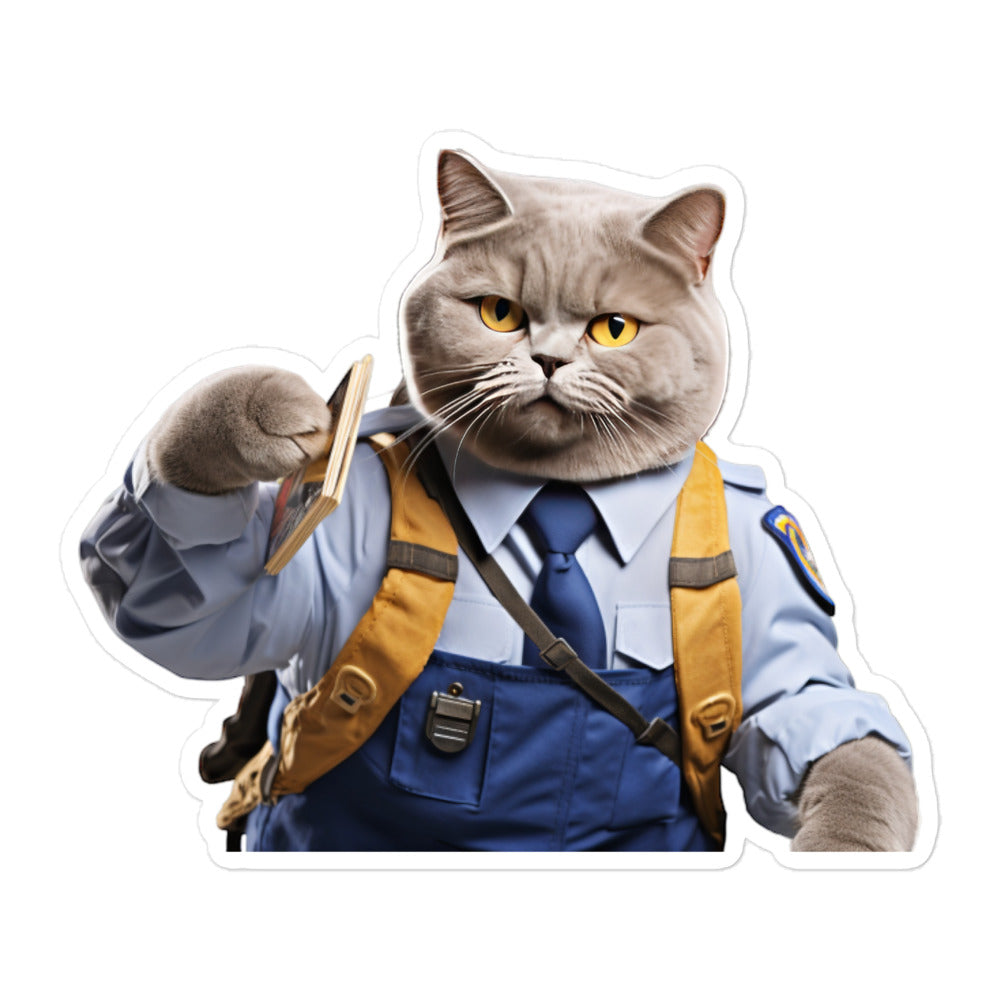 British Shorthair Mail Carrier Sticker - Stickerfy.ai