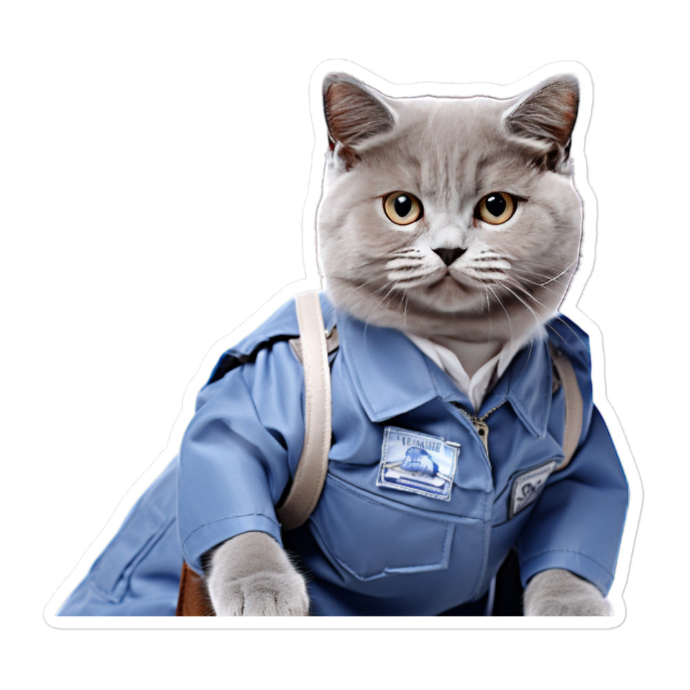 British Shorthair Mail Carrier Sticker - Stickerfy.ai