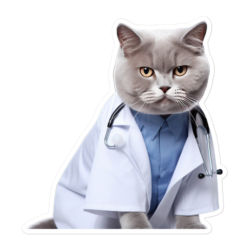 British Shorthair Doctor Sticker - Stickerfy.ai