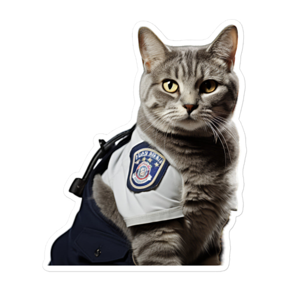 American Shorthair Security Officer Sticker - Stickerfy.ai