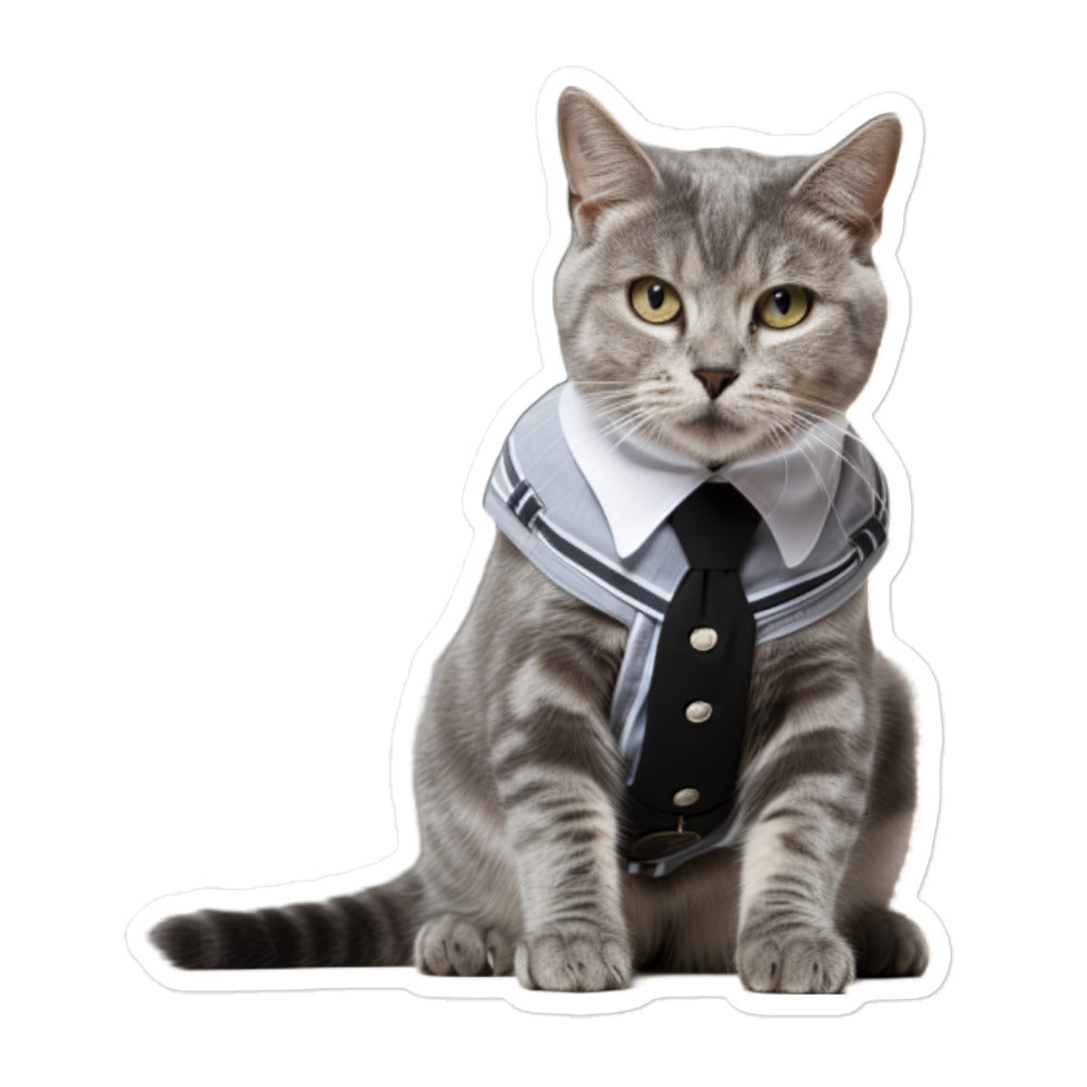 American Shorthair Security Officer Sticker - Stickerfy.ai