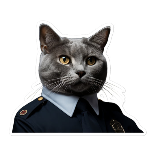 American Shorthair Security Officer Sticker - Stickerfy.ai