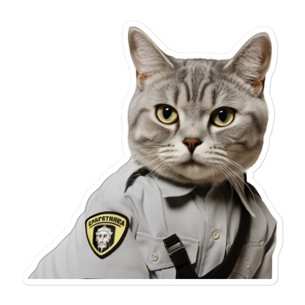American Shorthair Security Officer Sticker - Stickerfy.ai