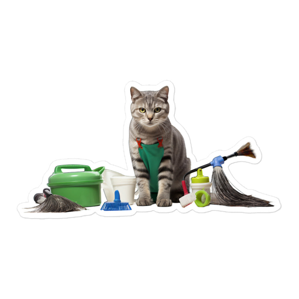 American Shorthair Janitor Sticker - Stickerfy.ai
