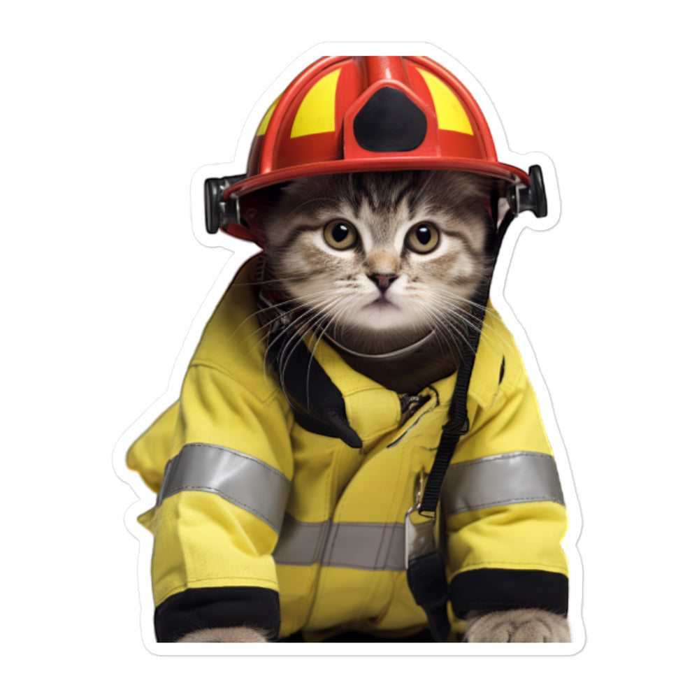 American Shorthair Firefighter Sticker - Stickerfy.ai